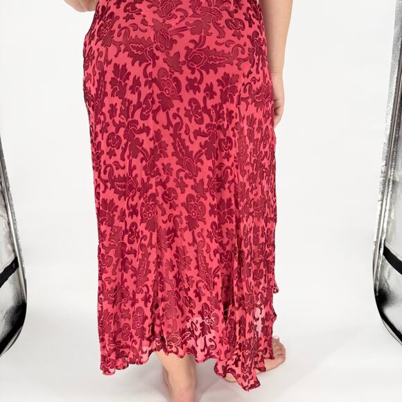 Vintage ECI NY Whimsigoth Fairy Grunge Silk Blend Velvet Burnout Cowl Dress 4 - Picture 8 of 16